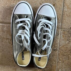Converse Kids Metallic Silver Sneakers